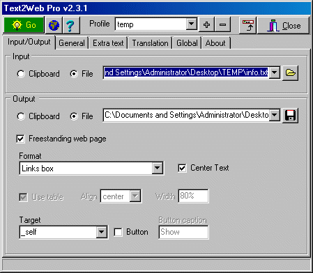 Text2Web Pro Screenshot